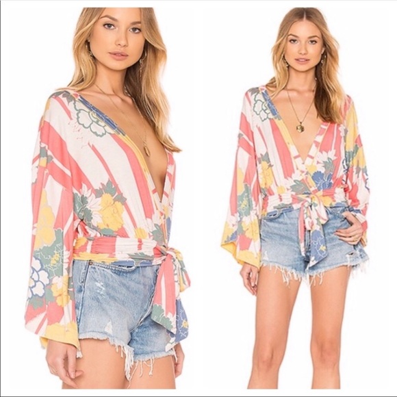 NWOT Free People long sleeve top with waist bow - Picture 2 of 8